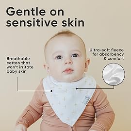 Copper Pearl 4 Pack Soft Cotton Baby Bibs for Drooling and Teething, Absorbent Drool Bibs for Baby Girl and Boy, Adjustable to Fit Newborns to Toddlers, Tons of Styles (Chip)