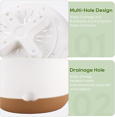 Miniatura 4 de Dovesail Macetero colgante de 10 pulgadas, paquete de 2 macetas colgantes de riego automático con agujeros de drenaje y bandeja extraíble, cestas