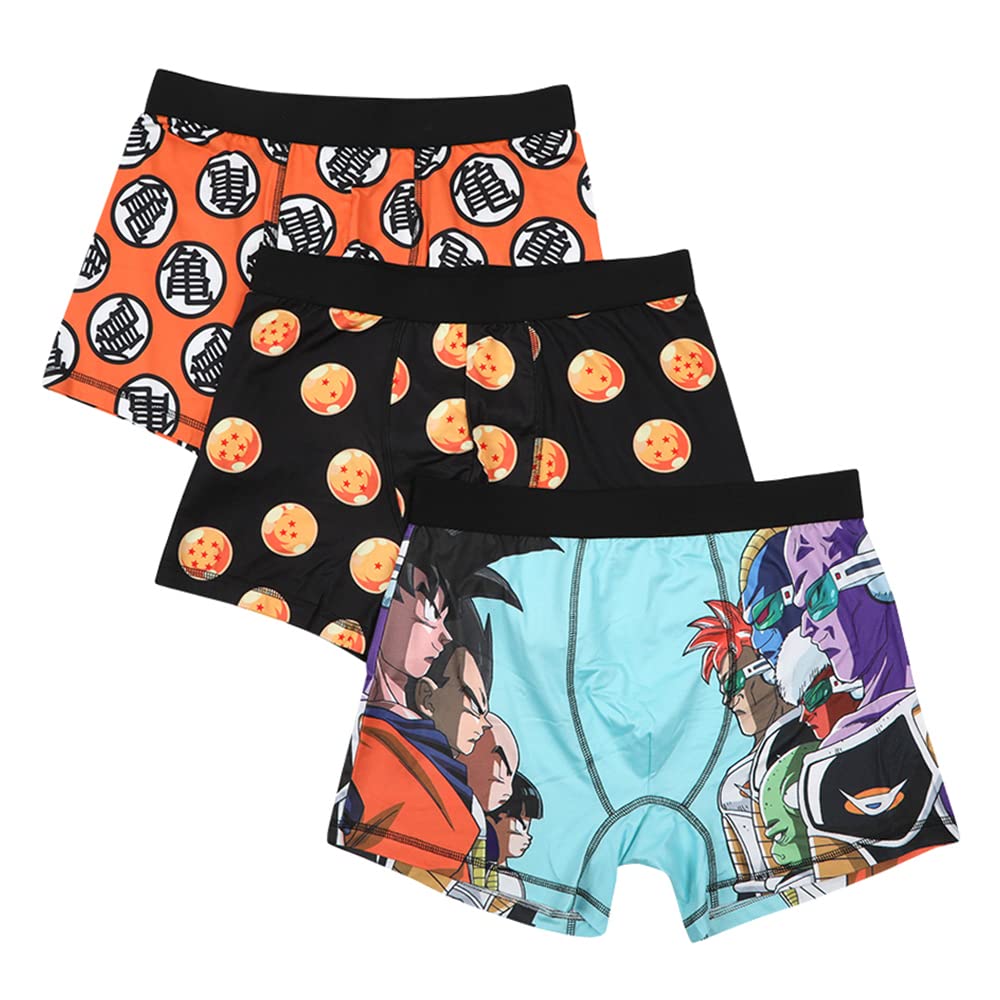 Bioworld Dragon Ball Z Anime Cartoon Mens 3pk Boxer Briefs Set