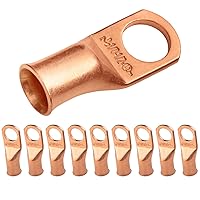 Vista 161 de SELTERM - 2 terminales de anillo resistentes para cable de batería, calibre 4 AWG, pernos de 3/8 pulgadas, terminales de calibre 4, ojales de cobre