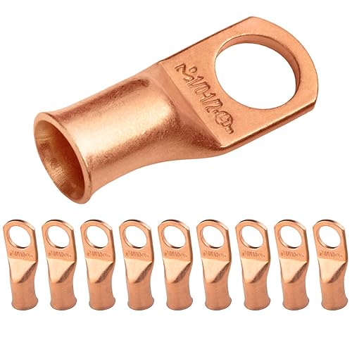 Miniatura 161 de SELTERM - 2 terminales de anillo resistentes para cable de batería, calibre 4 AWG, pernos de 3/8 pulgadas, terminales de calibre 4, ojales de cobre