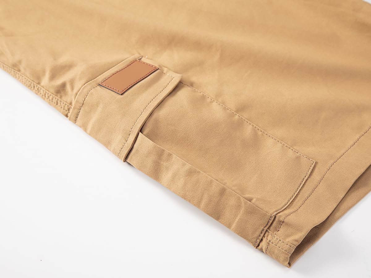 Mens Casual Twill Cargo Shorts Cotton Drawstring Classic Cargo Stretch Short with 6 Pockets - Image 6