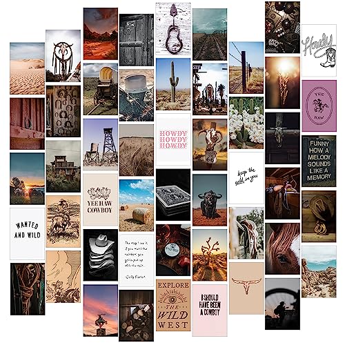 Image of Fardes Western Decor for Aesthetic Southwestern Decor, 50pcs Aesthetic Pictures for Western Wall Decor, Vintage Southwestern Posters for Teen Girls Bedroom