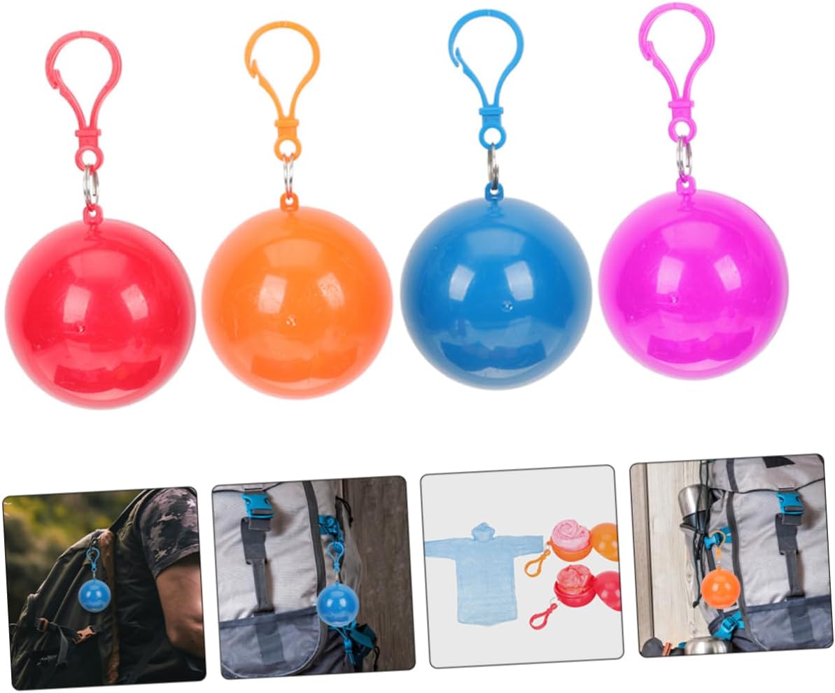 4pcs Adult PVC Ball Shaped Disposable Raincoat for Travel Hiking