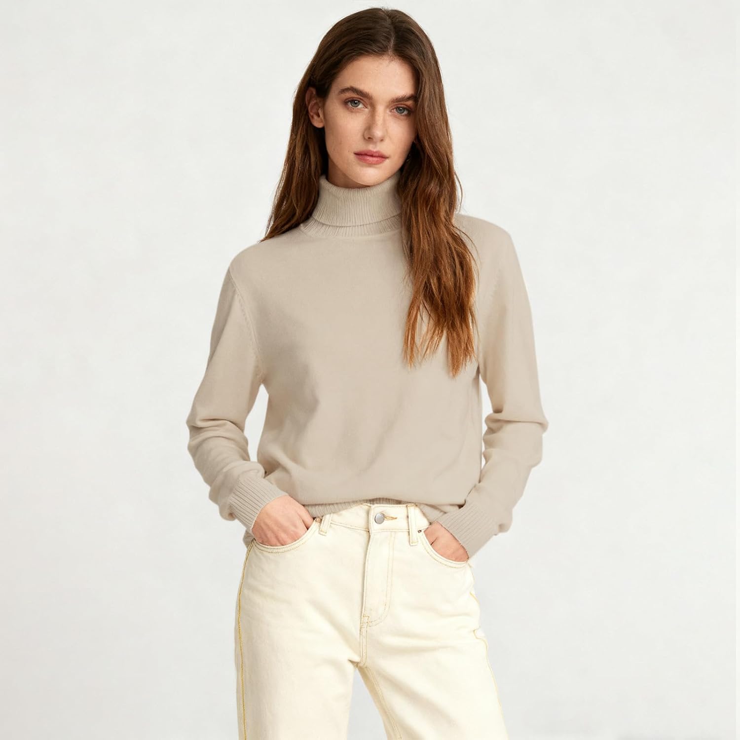 SANGTREE Women's Turtleneck Sweater Soft Warm Stylish Knit Pullover for Fall Winter Elegant Long Sleeve Sweater Top - Image 3