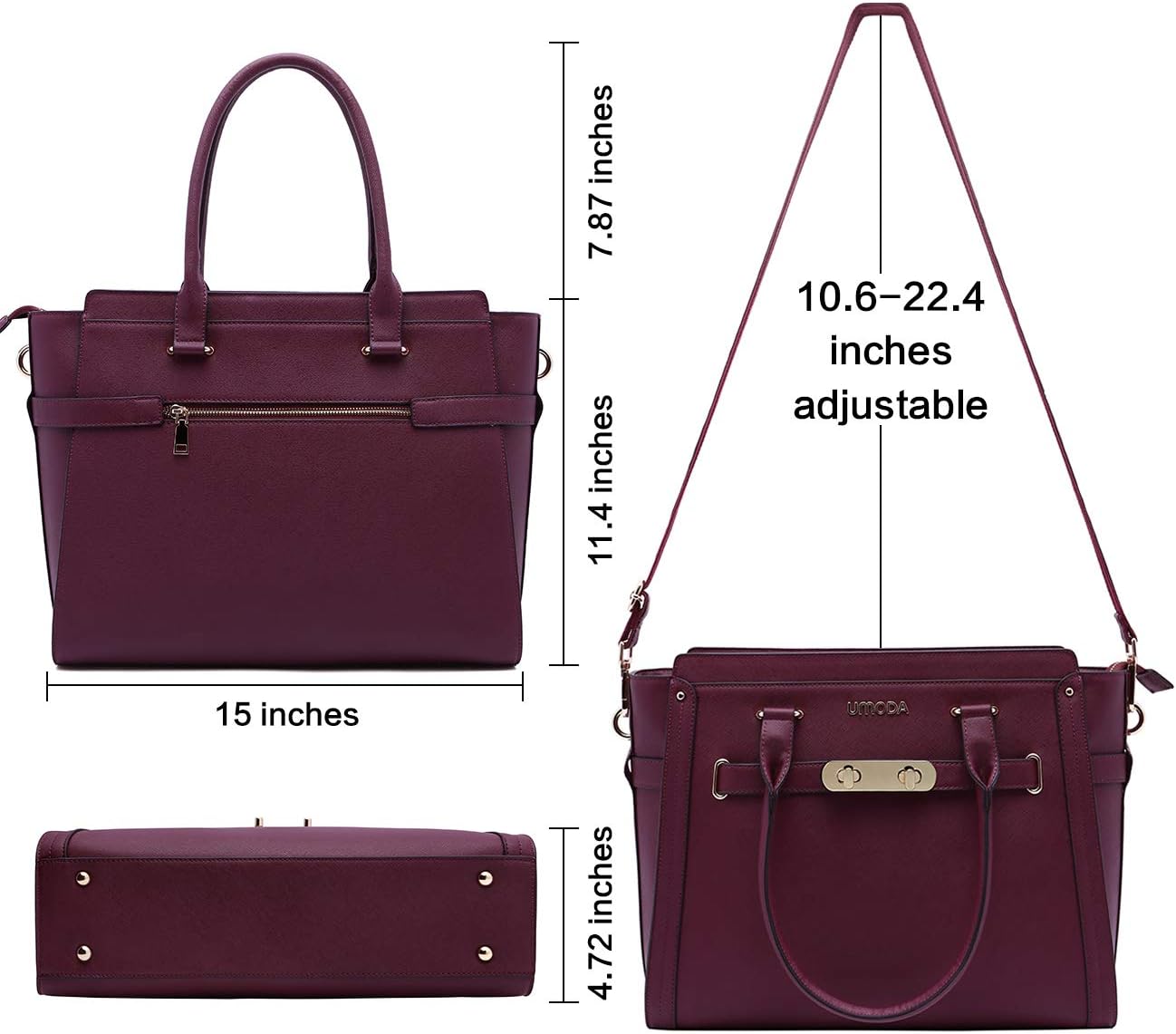 Up To 40% OFF Laptop Bag for Women,15.6 Inch Multi Pocket Padded Laptop Tote Bag,Computer Bags for Women,Burgundy