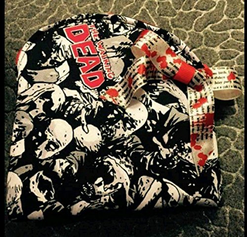 AMC The Walking Dead Cosmetic Bag with Bloody Text bow, Zombies Fear the Walking Dead Gift Zip Bag