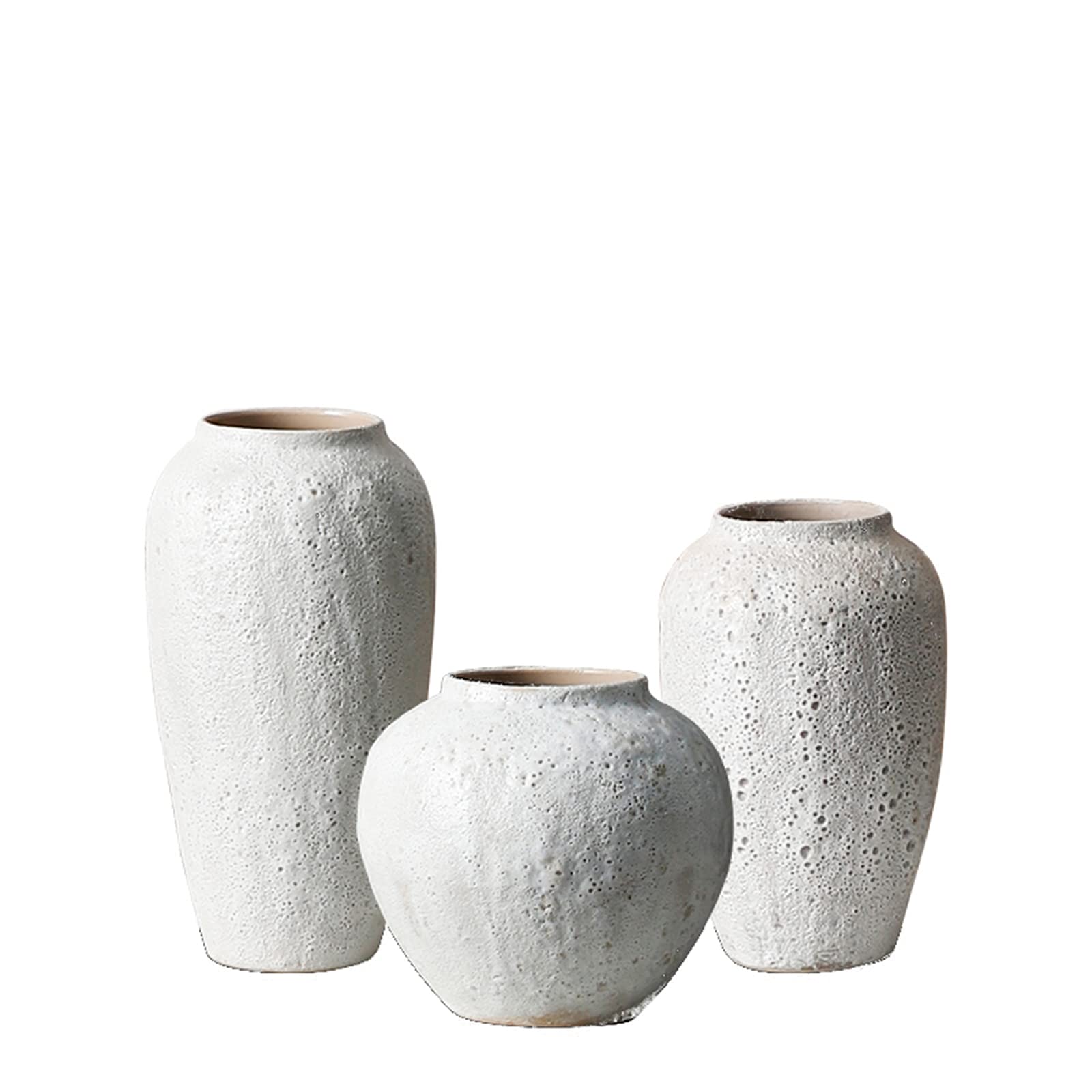 asdchZen White Vase, Living Room Art Flower Arrangement Decorative Vase Tabletop Clay Pot Garden Patio Floor Vases,17 * 35CM+22 * 22CM+28 * 40CM