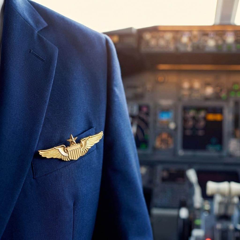 Airplane Pin,Pilot Wings Pin,Gold Air Force Senior Pilot Wing Badge,Pilot Costume Lapel Pins,Metal Aviator Pins for Hat Shirt Uniform Costume,Gift for Flight Schools & Graduation