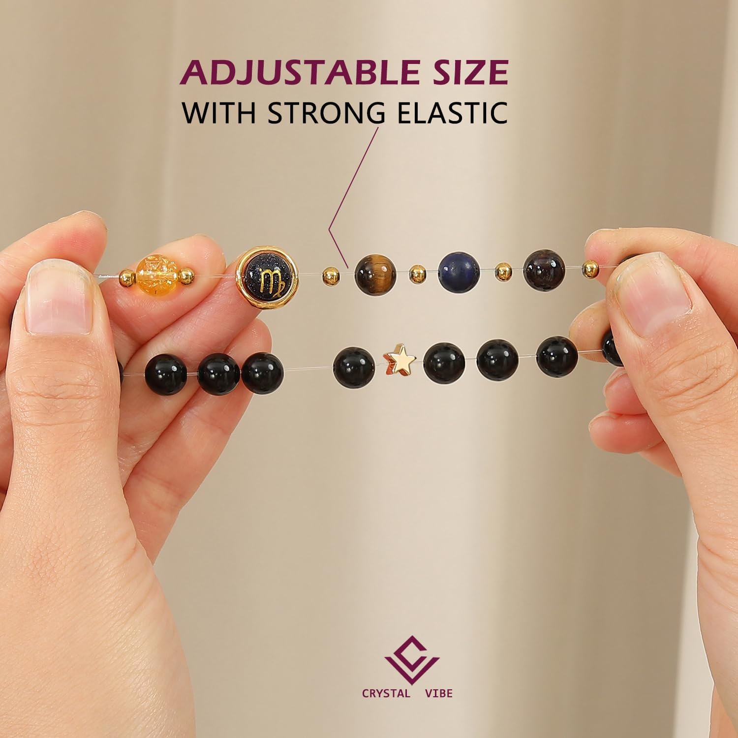 Crystal Vibe Virgo Zodiac Bracelet Healing Crystal Constellation Bracelet with Garnet Lapis Lazuli Tiger's Eye Citrine Rose Quartz Amethyst Horoscope Gift - Image 3