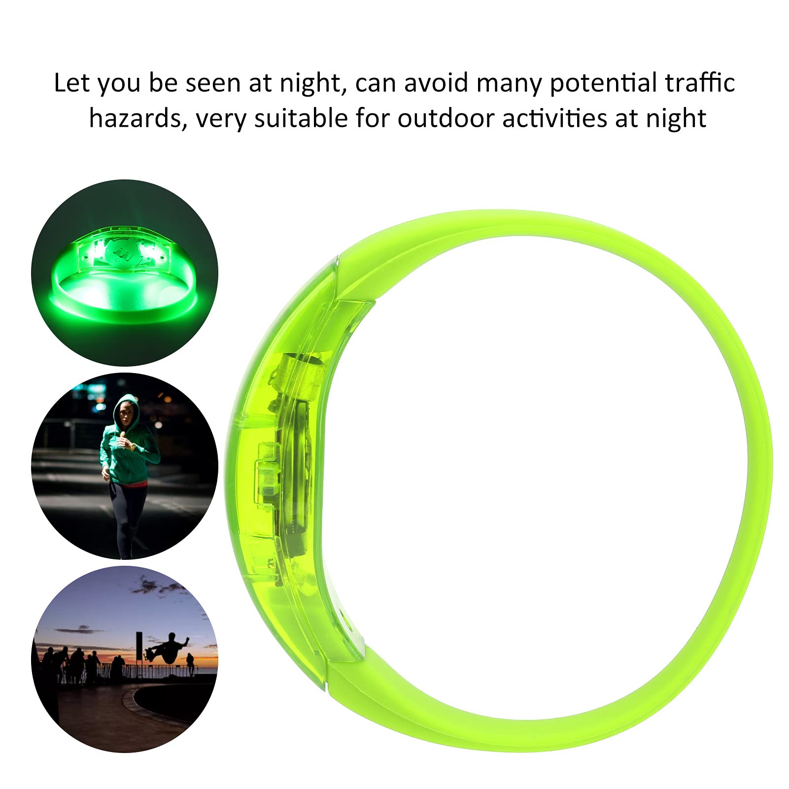 Sound Control LED Bransoletka, Night Running LED Bransoletka Party Light Up Wristband na Stage Bar Party, koncert muzyczny i inne nocne sporty na świeżym powietrzu(green)