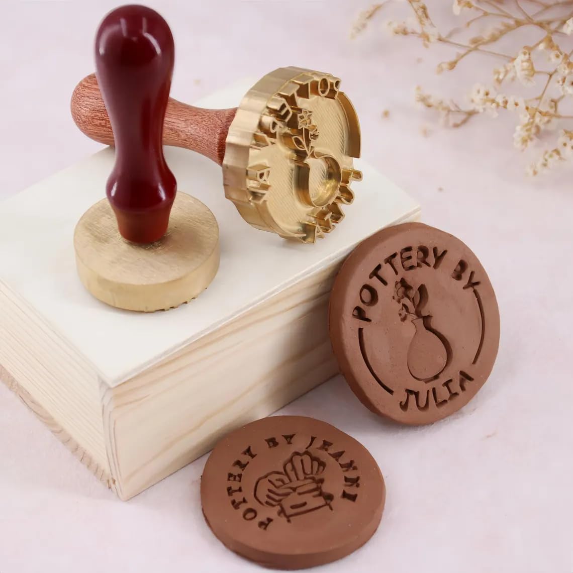 Vniqloo Brass Custom Clay Stamp - Mold For Pottery - Personalized Stamps For Clay, Custom Logo Ceramic Stamp