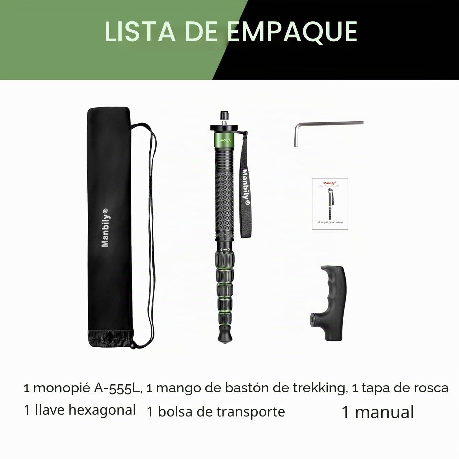 Manbily Monopié de Cámara 40-168cm Monopie Reflex de Aluminio 6 Secciones con Mango de Bastón Portátil de Viaje Escalable Compacto Ligero para DSLR Cámaras Videocámaras Móviles 7KG Bolsa de Transporte