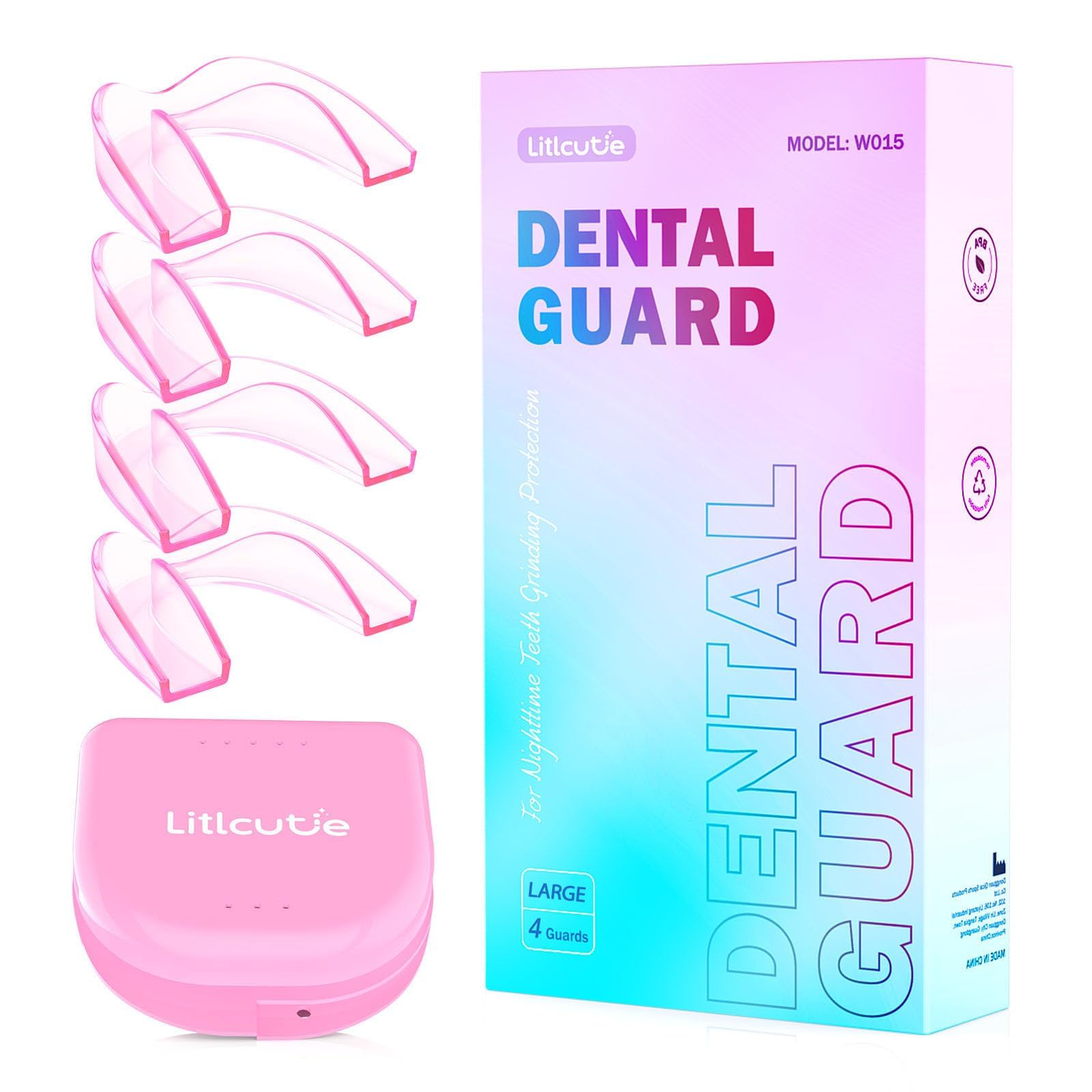 Large Mouth Guard for Grinding Teeth at Night, Night Guards for Teeth Grinding,Mouthguards for Grinding of Teeth, Sleep Guard with 2 x 5X Mirror Mouth Guard Case, Large (4 Pack)