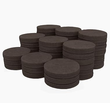 SoftTouch 1.5 Round Reusable Felt Furniture Sliders for Hard Surfaces, Noise-Reducing Adhesive Moving and Protective Pads for Cabinets, Chairs, Tables & Decorative Items Set of 48, Brown