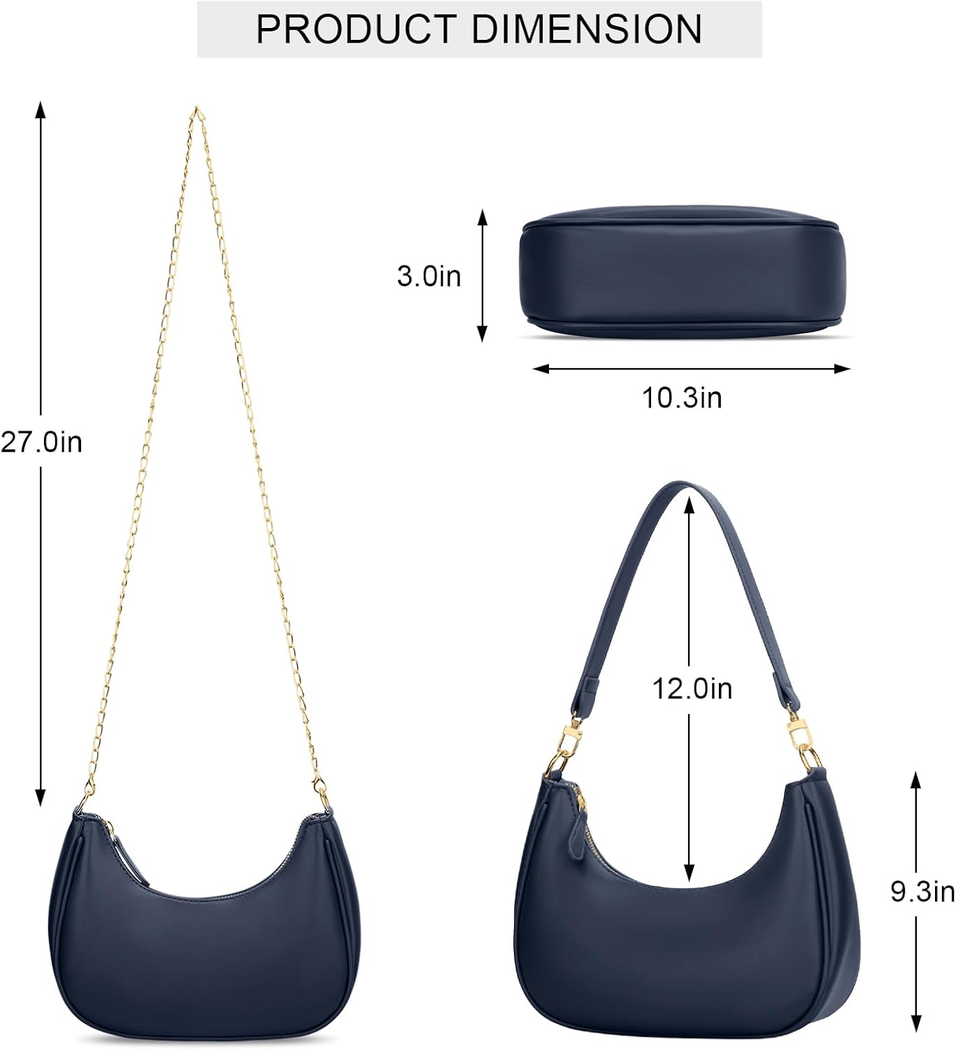 KKXIU Shoulder Bag for Women Small Purse Cute Clutch Hobo Handbag Trendy Crescent Bag - Image 6