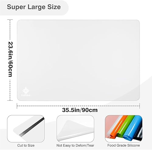 Miniatura 7 de Tapete de silicona extra grande de 35.5 x 23.6 pulgadas, tapete de silicona para manualidades de manteles individuales para hornear, pintura, arte