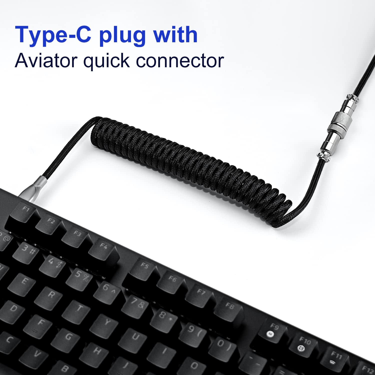 Cavo USB C Arrotolato A Molla Mambasnake – Metallo, 2.4m – Per PC, Mac, PS4, Xbox, Tastiere