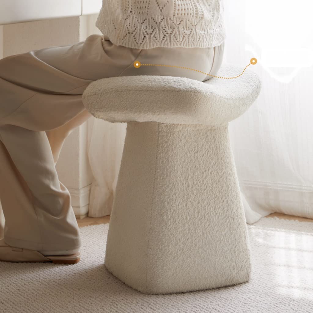 Halbmond-Make-up-Hocker aus Massivholz, kreativer einfacher Stuhl für Schlafzimmer, Pelzakzent-Sitz, modernes Design, perfekt für Make-up und Ankleidebereiche