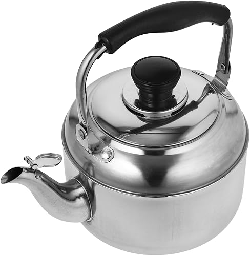 YARNOW Hervidor de té de acero inoxidable, hervidor de té silbido en la parte superior de la estufa, tetera para estufa, mango ergonómico (1 cuarto
