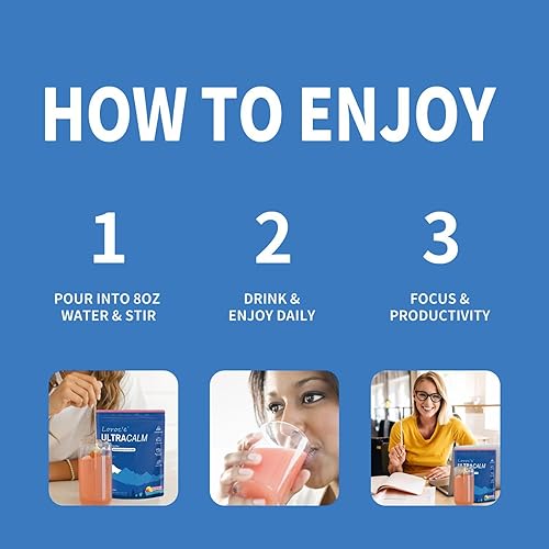 Miniatura 8 de Loroc'e UltraCalm Super Cortisol Drink, polvo de glicinato de magnesio (30 porciones), L-teanina, Ashwagandha, vitamina D, sin azúcar, limonada de