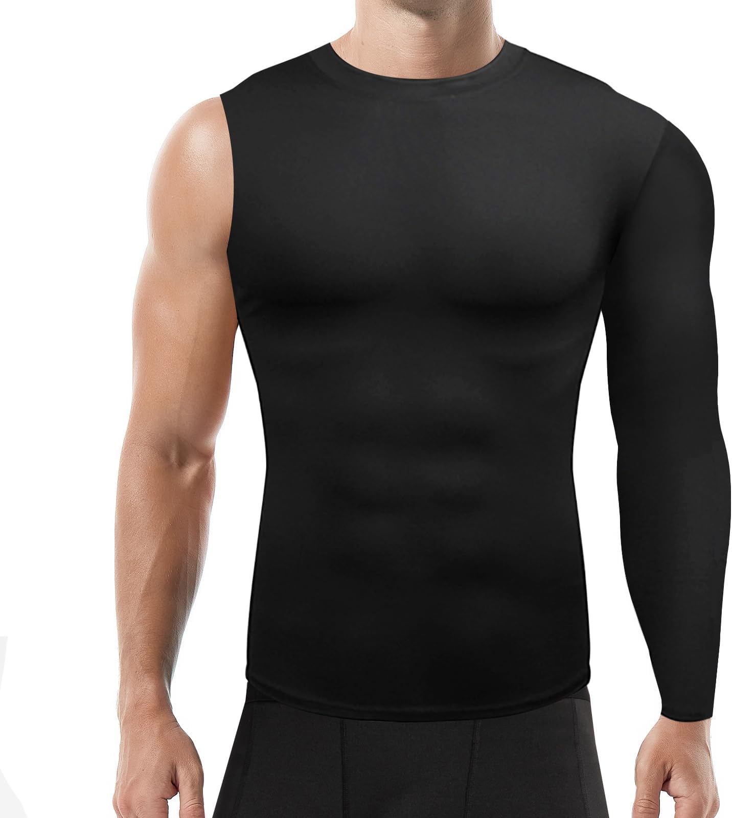 Akkad KutiMens Single Sleeve Compression Shirts One Arm 1/2 Long Sleeve Base Layer Quick Dry Workout Basketball Top