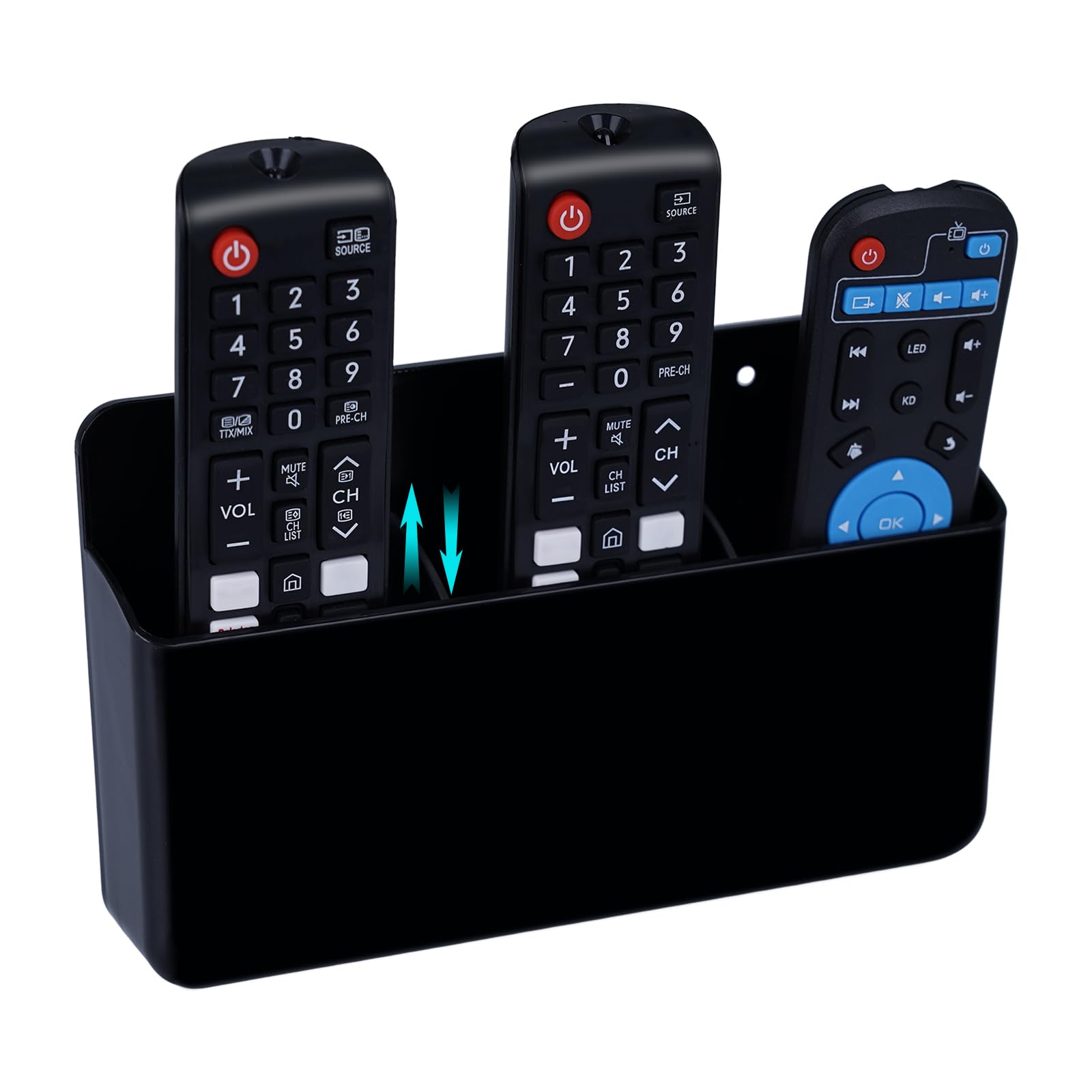 Shpucise 3 Slot Remote Control Holder Adjustable, Wall TV Remote Storage, Self Adhesive Marker Holder, Wall Pen Holder Organizer for Home Office School (Black)