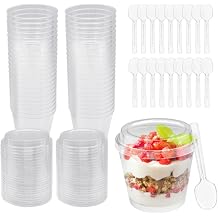 50-Pack 7oz Clear Dessert Cups with Lids