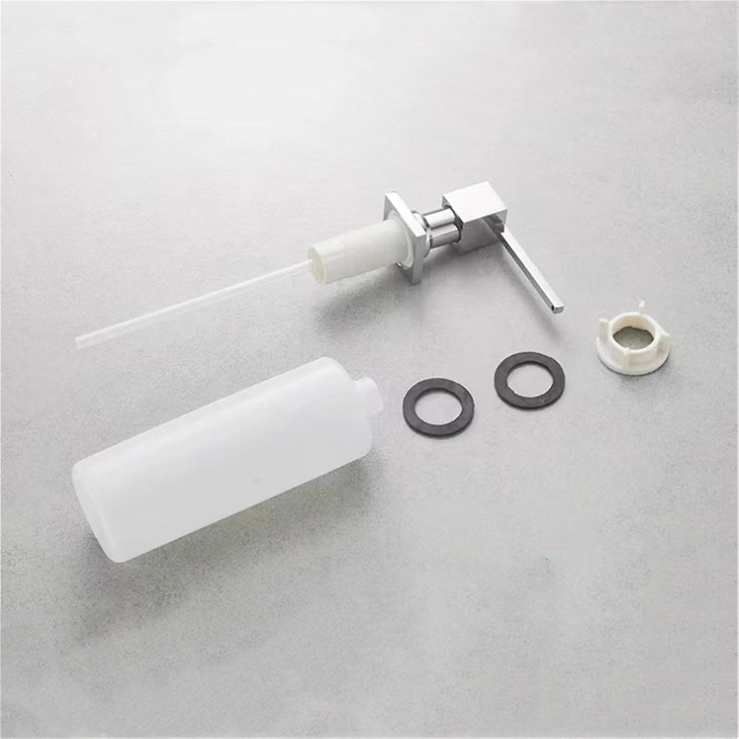 Soap Dispenser for Kitchen Sink Black/Brushed Square Head Soap Dispenser Brass Kitchen Liquid Sink Dishwashing Detergent Large Capacity Dishpan Hand Press(Brushed Nickel 500ml)