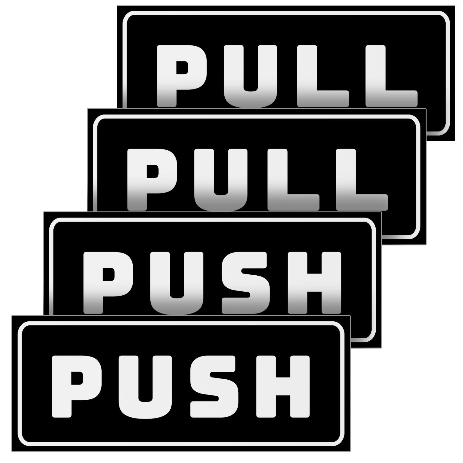 eSplanade Push Pull Door Horizontal Stickers Sign €“ 2 Pack 5€X2€ In, Back Self-Adhesive & White Vinyl Sticker For Business, Stores, Cafes, Shops & More. Indoor And Outdoor Use.