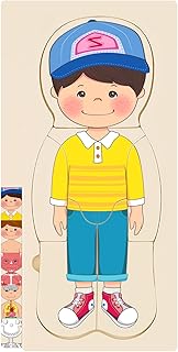 MoinKidz Wooden My Body Puzzle for Toddlers & Kids, Boys Montessori Anatomy Puzzle Kid Play Set, Preschool Game Learning Human Body Skeleton Toys for Kids Ages 3-5