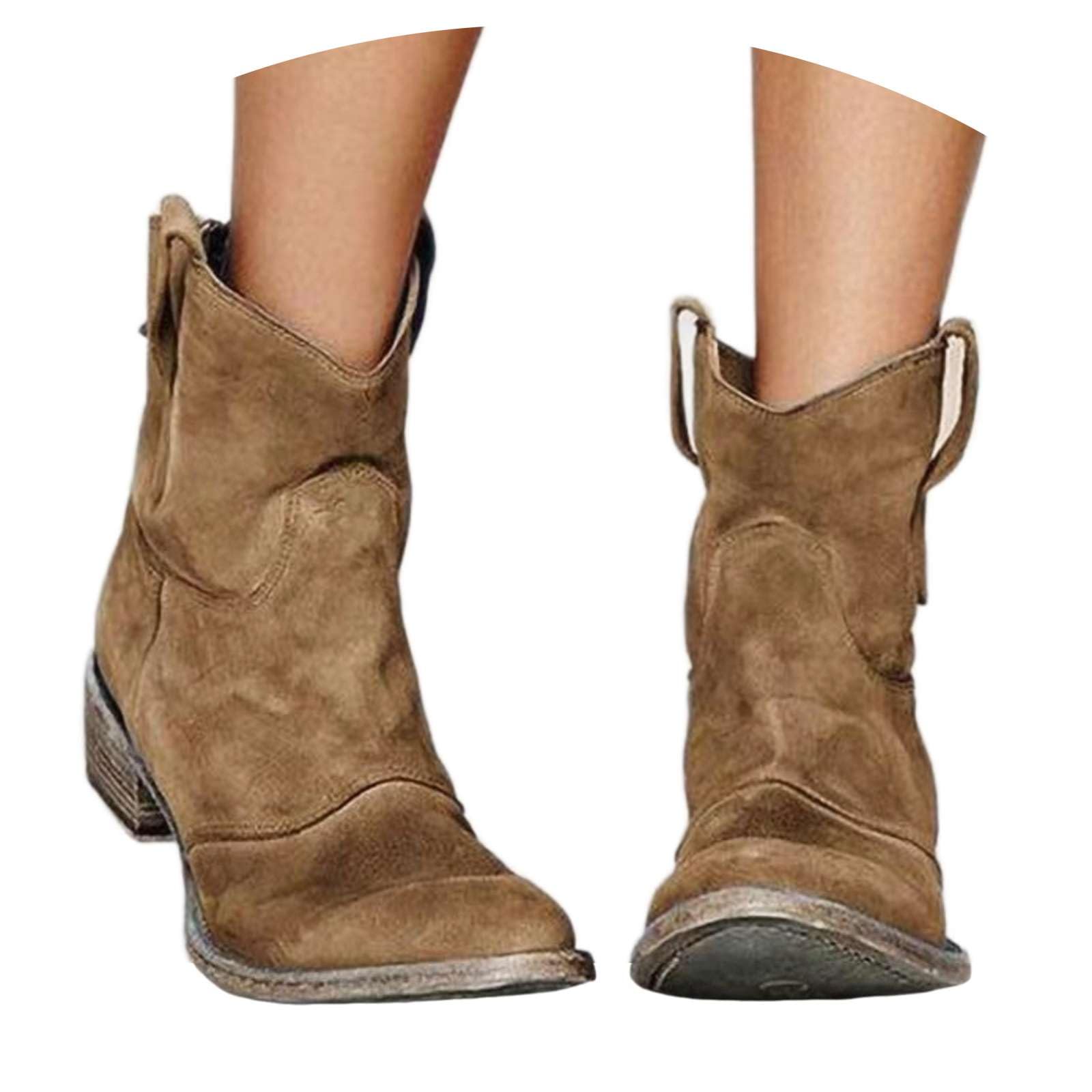 Stiefeletten Damen Winter Cowboy Boots Western Vintage Wasserdicht Retro Cowboystiefel Bequemer Klassisch Wildleder Elegante Elegant Leder Westernstiefel Kurzschaft Stiefel Herbst Schuhe