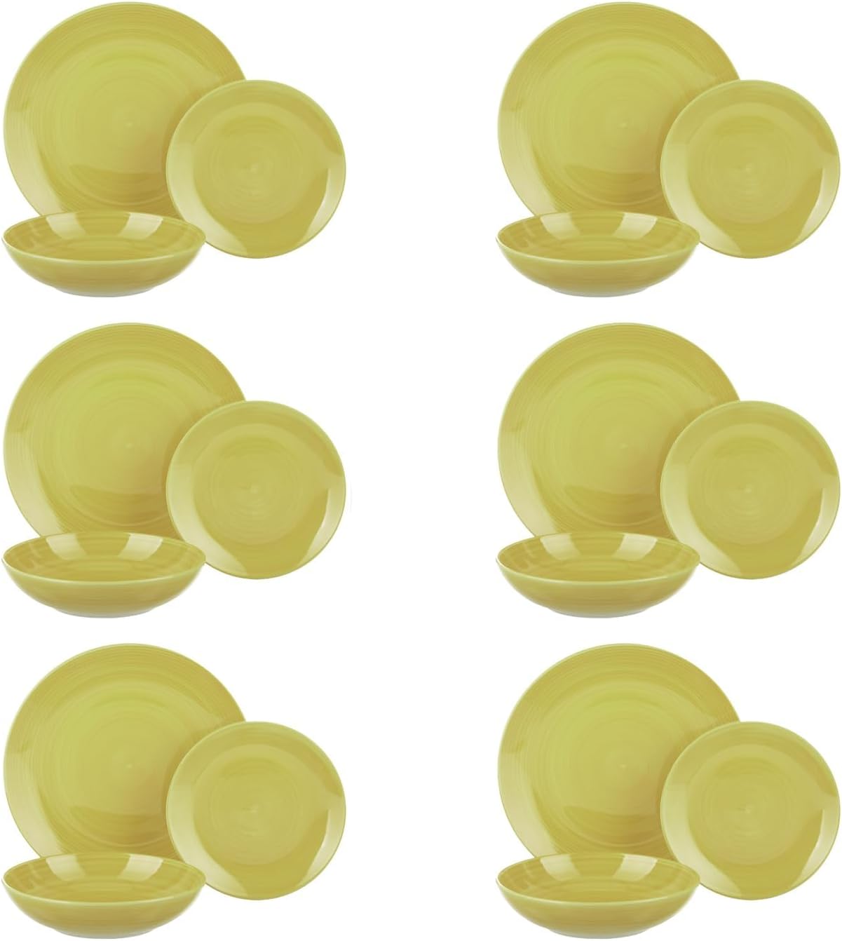 Servizio Piatti 18 Pezzi KASANOVA Per 6 Persone - Ceramica Stoneware, Microonde E Lavastoviglie, Colore Arancione