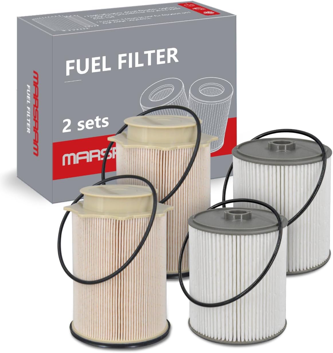 Marsram Fuel Filter for Ram 2500 3500 4500 5500 6.7 Cummins Diesel, Fuel Filters fit for 2019 2020 2021 2022 2023 Dodge Ram, 2 Set Fuel Filter Water Separator Kit Replace 68157291AA 68436631AA