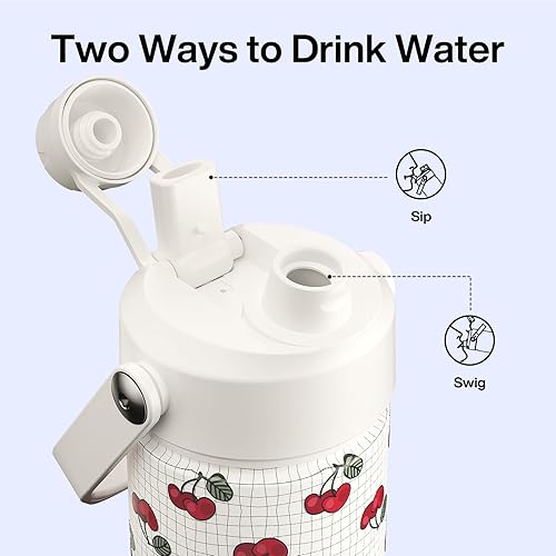 Miniatura 1066 de ENCOOL Botella de agua aislada con popote, de acero inoxidable, a prueba de fugas, sin BPA, al vacío de doble pared que se mantiene fría durante 24