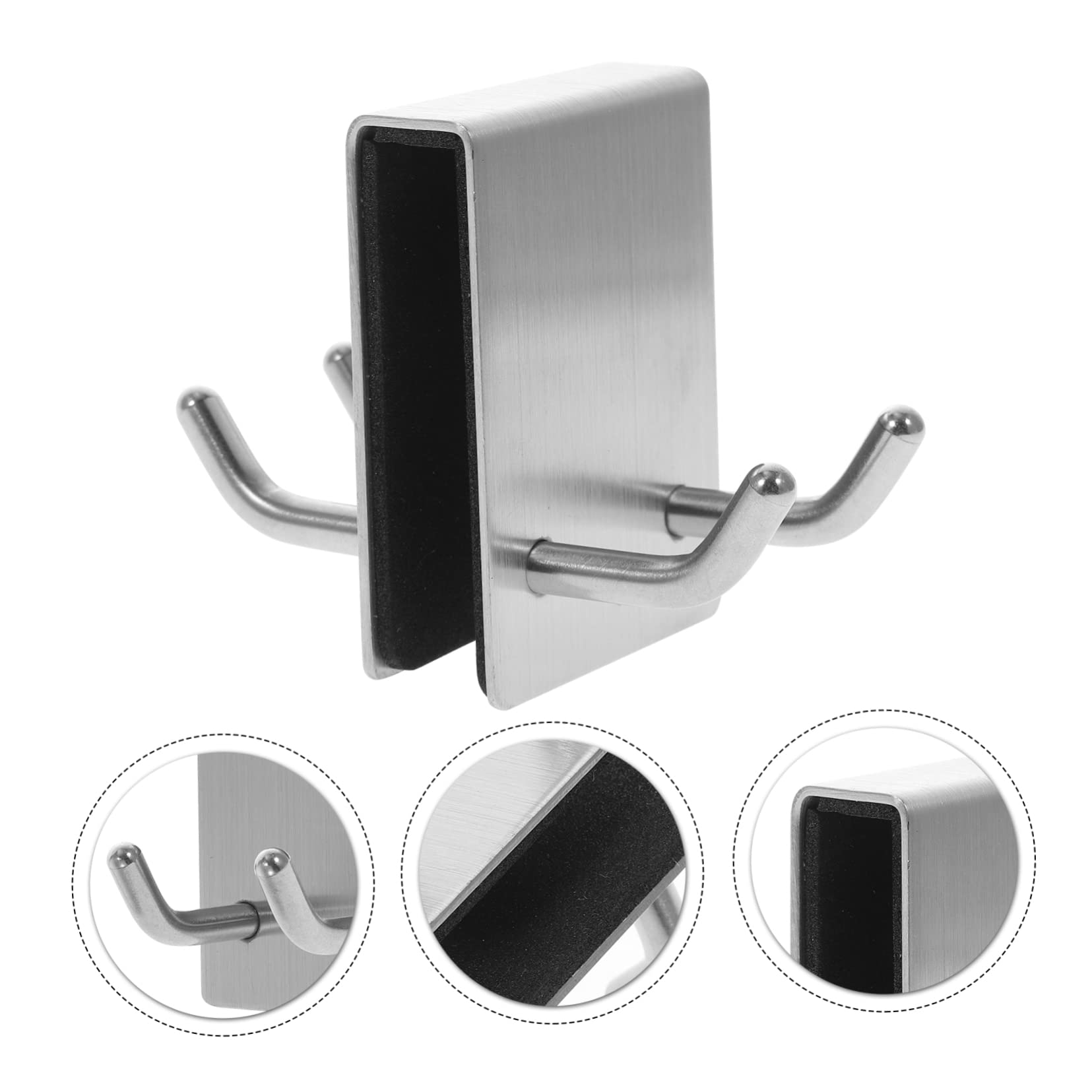 VILLFUL 3pcs Glass Door Hook Towel Hanger for Bathroom Suction Cup Hangers Bathroom Hooks for Towels Key Hooks Door Hook Hanger Towel Hooks Black Shower Hook Silver Stainless Steel