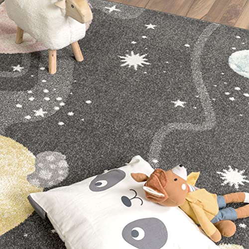 Paco Home Kids Rug Space Universe With Planets And Stars In Anthracite thumb #1