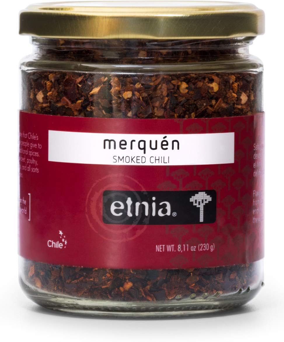 Etnia Merquen Premium Chilean Smoked Red Hot Crushed Chili Pepper Flakes Seasoning Spice, 8oz jar