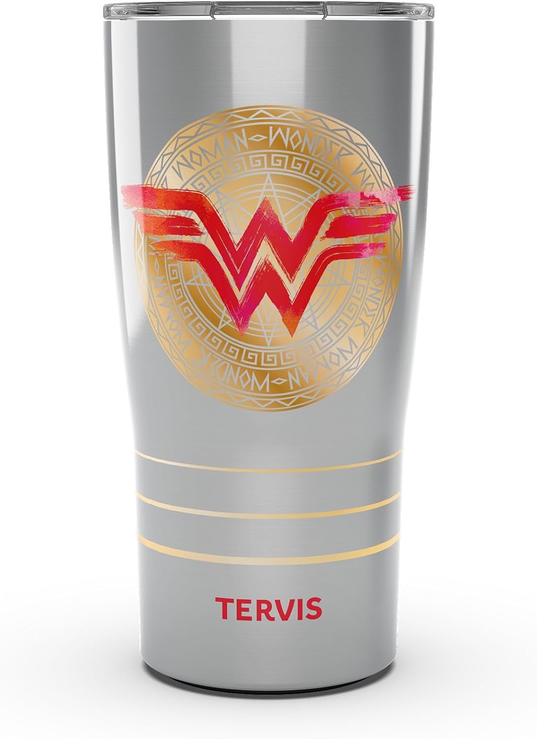 Tervis Traveler DC Comics Wonder Woman Icon Triple Walled Insulated Tumbler Travel Cup Keeps Drinks Cold & Hot, 20oz, Stainless Steel