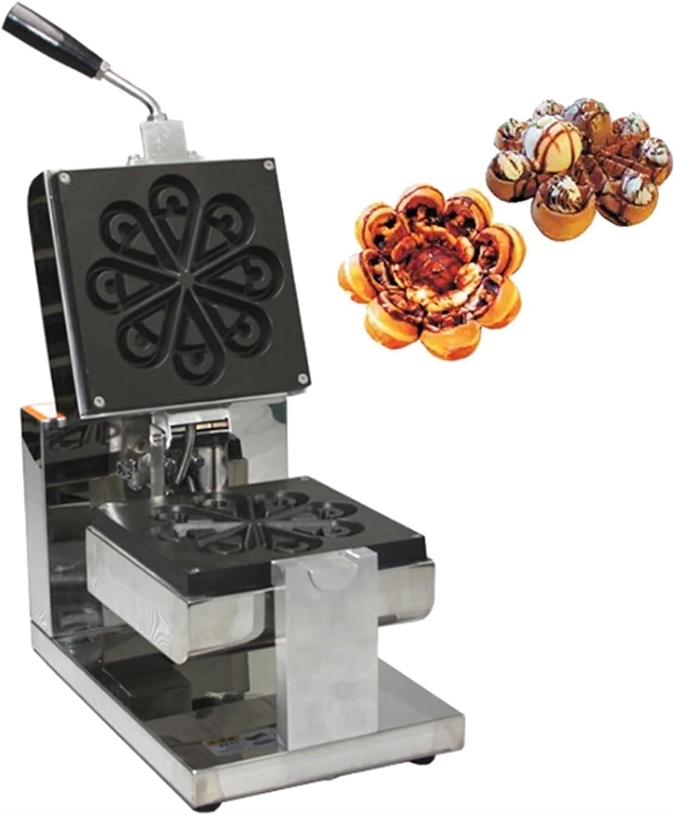 Gofrera Eléctrica Comercial, Plancha para Gofres con Placas de Cocción Antiadherentes, 1090 W, Acero Inoxidable, Control de Temperatura Ajustable, Llenado Profundo, 8 Rebanadas de Gofres Belga