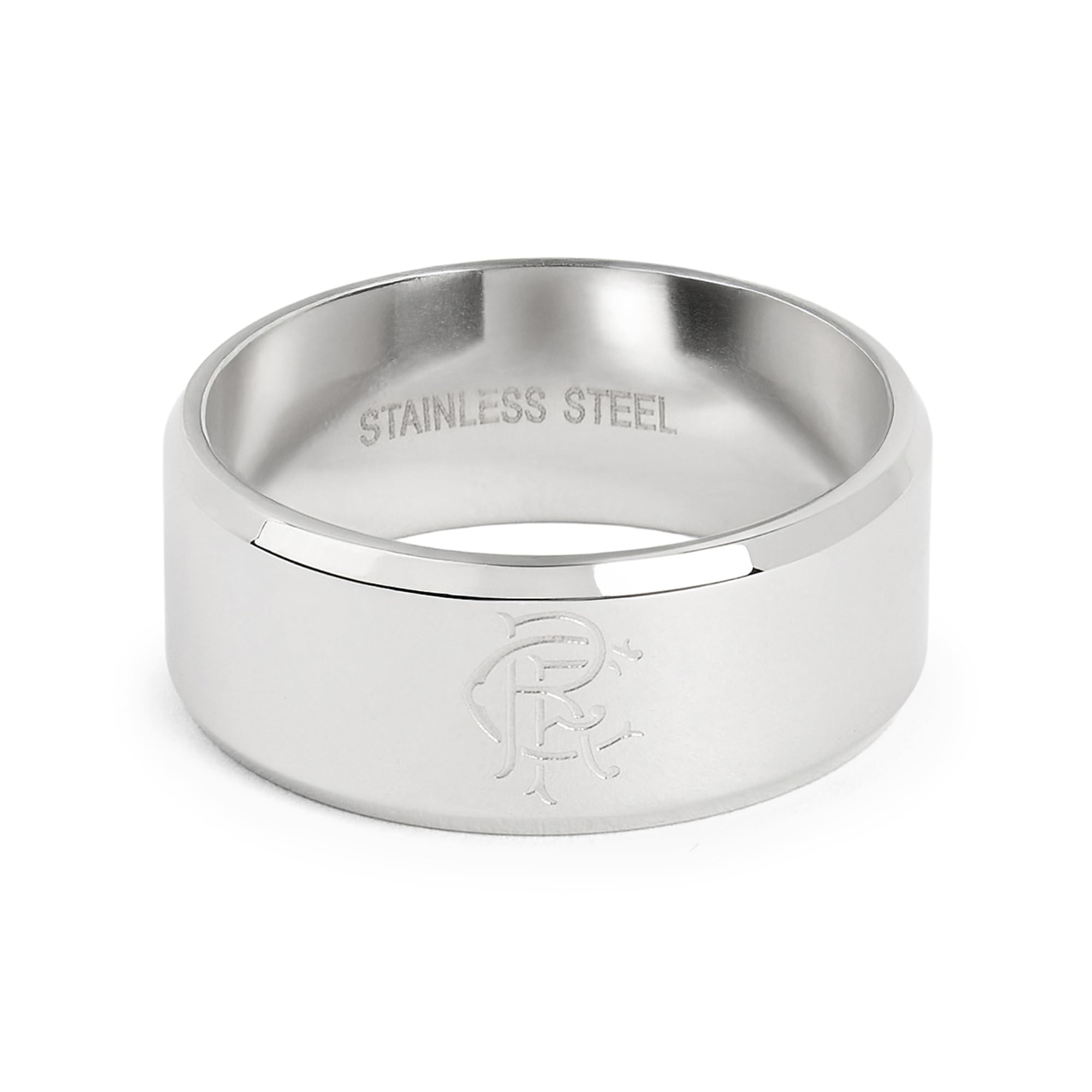 Official Licensed Rangers FC Stainless Steel Crest Band Ring - Small Mens/Unisex Football Gift