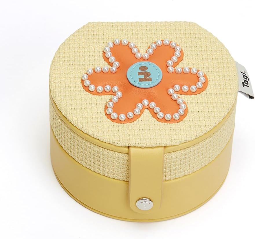 Tagi. Round-Round Jewelry Box, Jewelry Organizer Case with Mirror for Women (Berry Star)