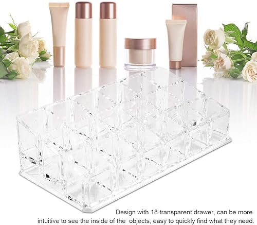 Miniatura 4 de Acouto Organizador de lápiz labial portátil con 18 ranuras, mini gabinetes, cajón, joyería, maquillaje, cosméticos, caja de almacenamiento, soporte