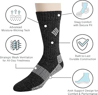 Columbia Men's Original Moisture Control Crew Socks Multipack