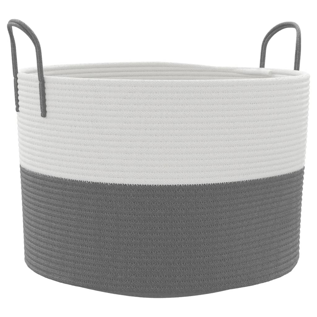 Festnight Aufbewahrungskörbe Wäschekorb Handtuchkorb Gäste Wc Gemüsekörbe Küche Obstkörbe Aufbewahrungskörbe Schlüssel Spielzeugkörbe Wohnzimmer Grau und Weiß Ø51x33 cm Baumwolle