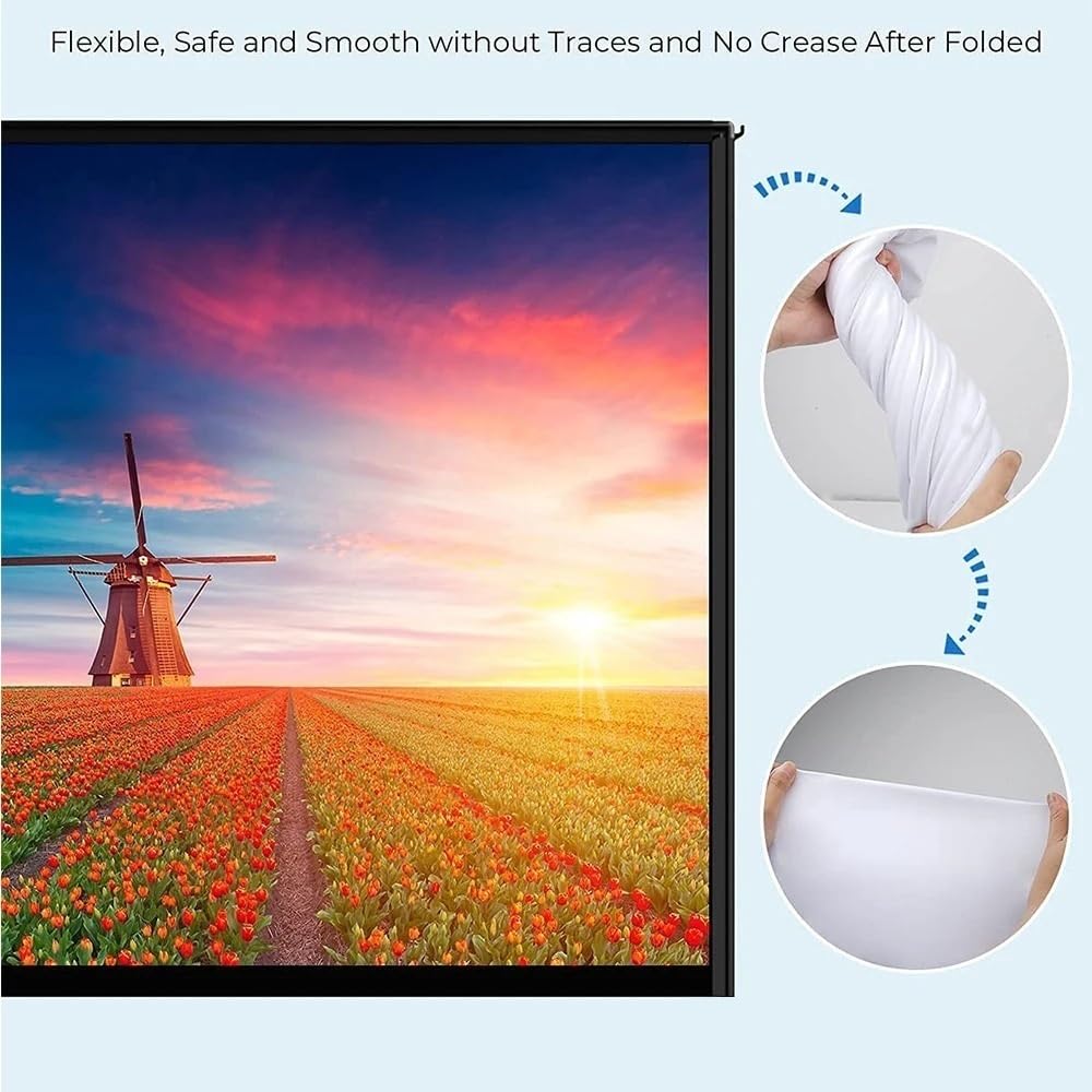 Écran de Projection, Écran de projection HD portable pliable avec support Écran de projection vidéo de film(120 inch)