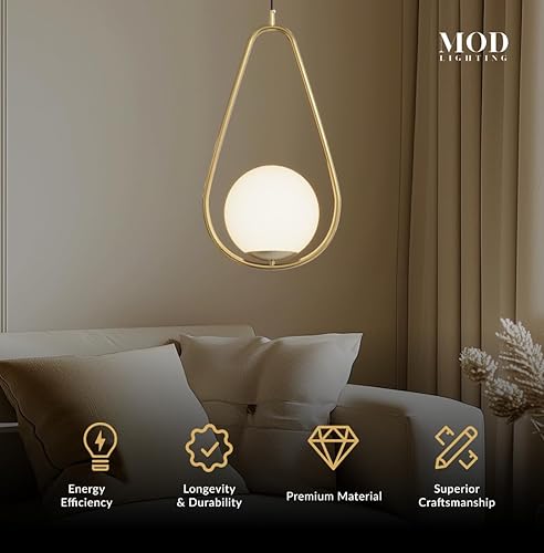 Miniatura 2 de MOD LIGHTING Jewels & Pearls Nordic Modern - Lámpara de techo regulable, perfecta para cocina, comedor, sala de estar y dormitorio, luz LED dorada,