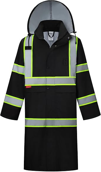 High Visibility Waterproof Rain Coat for Men & Women | Reflective One-piece Rain Jacket, Heavy Duty Long Rain Suit, Hi Vis Safety Gear with 300D Oxford