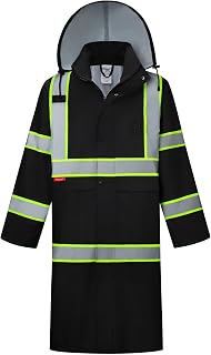High Visibility Waterproof Rain Coat for Men, Reflective One-piece Rain Jacket, Long Rain Suit, Hi Vis Safety Gear