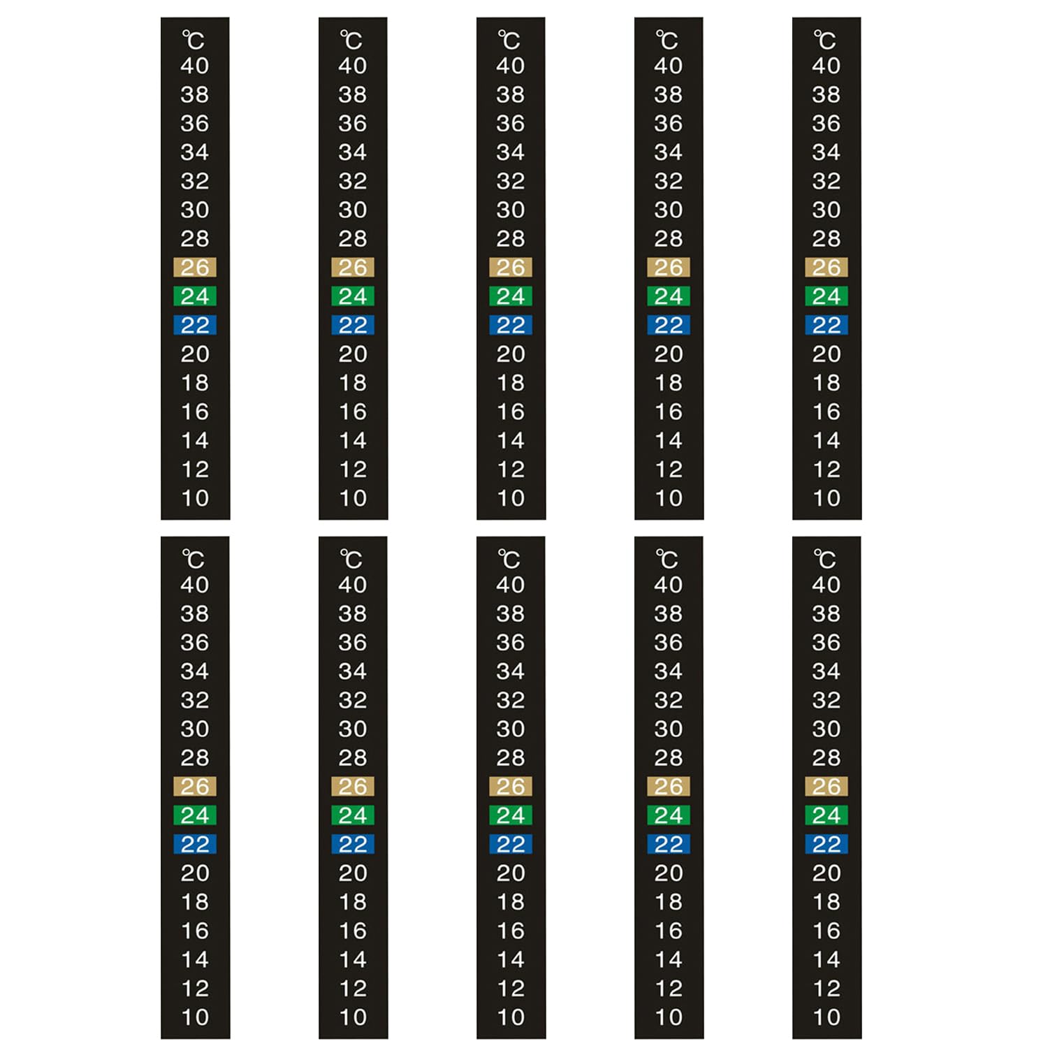 10Pcs Adhesivo para Acuario Temperatura, Pegatina del Medidor de Temperatura, Strip Termómetro para Acuario, Adhesivo de Temperatura del Agua para Acuario, Strip Adhesivo de Termómetro, para Acuario